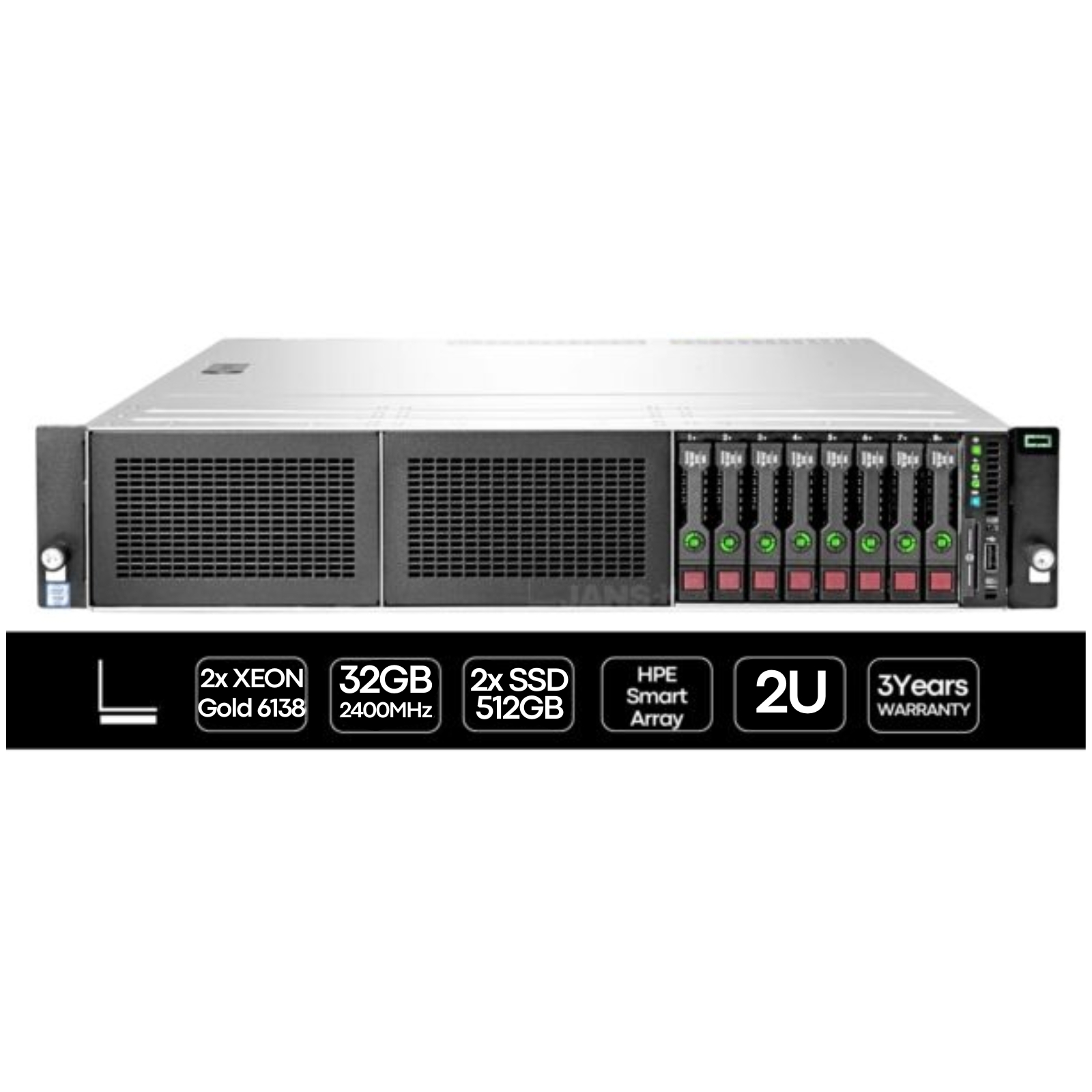 HP Proliant DL380 G10 | 2P 6138 | 32GB | 2x SSD 512GB (eco)