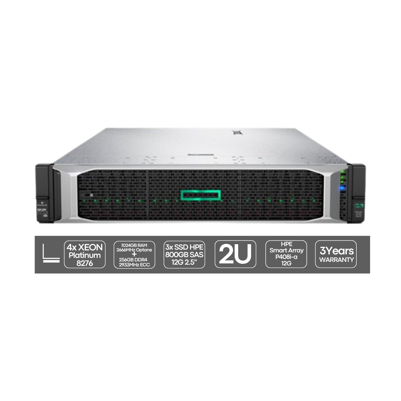 HP ProLiant DL560 G10 | 4P Platinum 8276 | 1024GB (Optane) + 256GB | 3x SSD 800GB | 2x 1600W