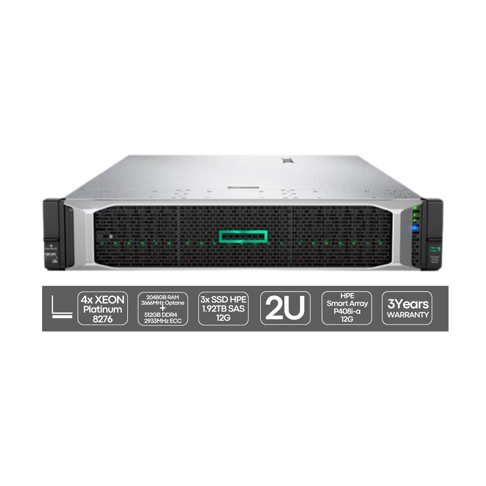 HP ProLiant DL560 G10 | 4P Platinum 8276 | 2048GB (Optane) + 512GB | 3x SSD 1.92TB | 2x 1600W