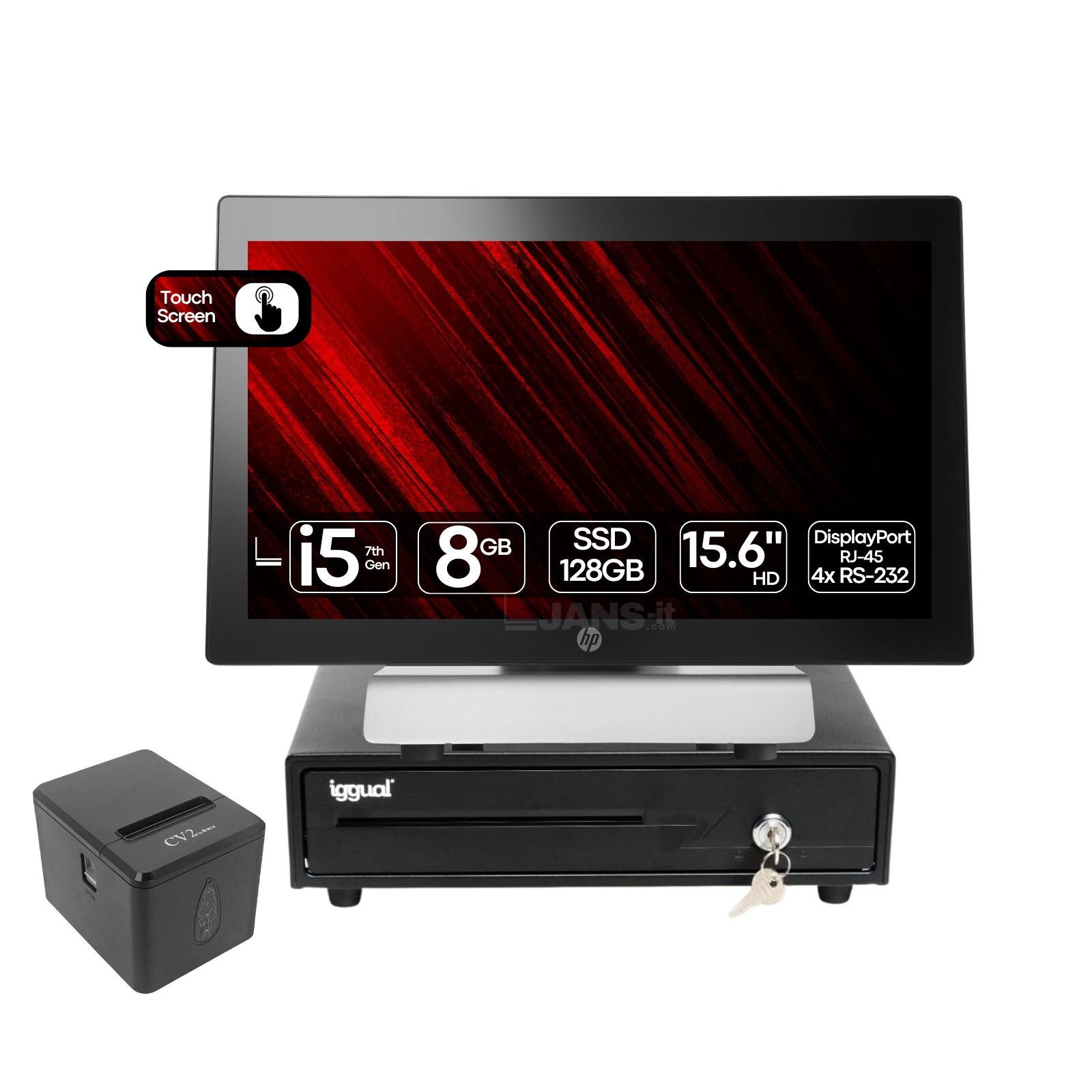 Solução POS Completa HP RP9 G1 | i5-7600 | 8GB | SSD 128GB | 15.6″ HD | Touchscreen