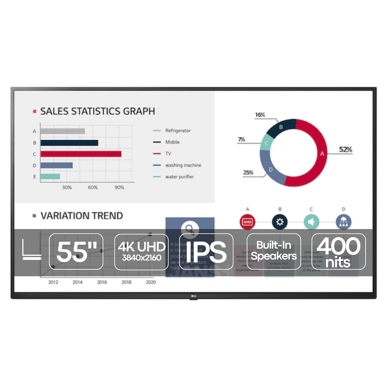 LG Display 55UL3G-B | 55″ | 4K UHD | 400 nits | Speakers