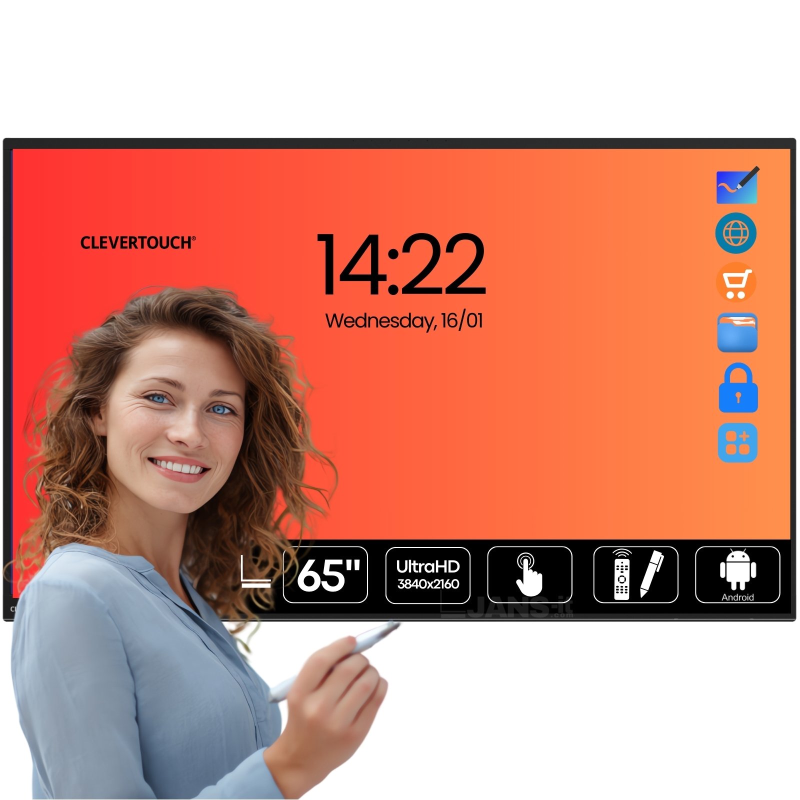 CleverTouch Impact 65 Plus | 65″ | 4K UHD 3840×2160 | Táctil | Android
