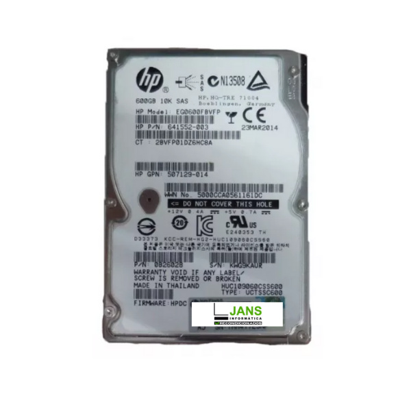 HP HDD 600GB SAS 10k 6G 2.5″