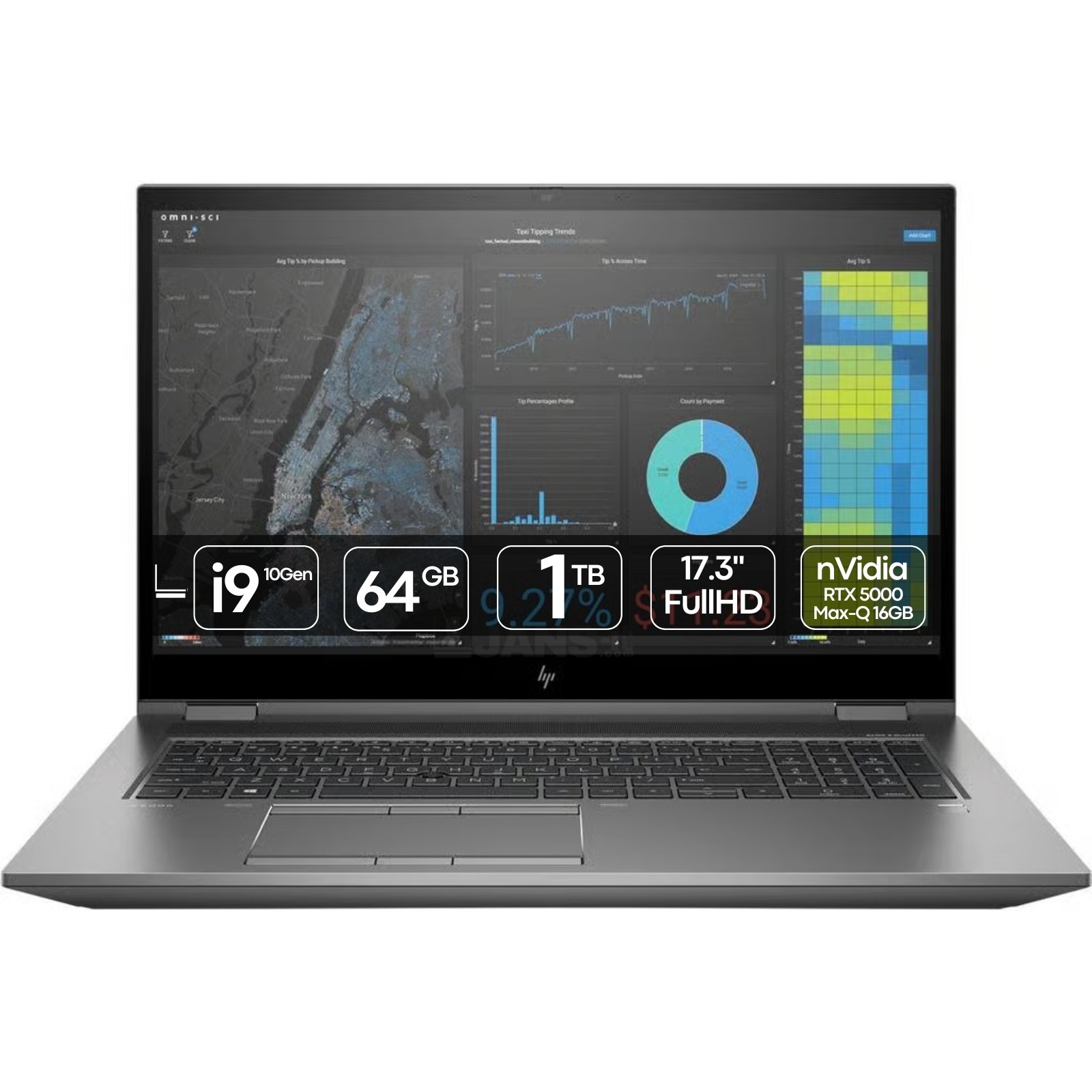 HP ZBook 17 G7 Fury | i9-10885H | 64GB | SSD 1TB | RTX 5000 Max-Q 16GB | 17.3″ FHD